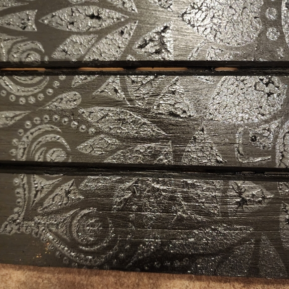 HANDCRAFTED Upcycled Black Wood Panel Board HANDPAINTED Mandala Wall Art Decor - Picture 11 of 17